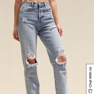 PacSun eco medium blue distressed dad jeans
